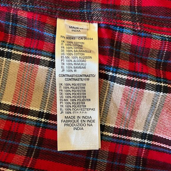 Diesel Red Plaid Check Cotton Button-Down Men's Flannel Shirt - Size L - Picture 6 of 9